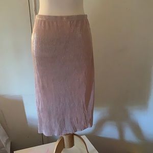 HP H&M PINK PLEATED METALLIC MIDI SKIRT